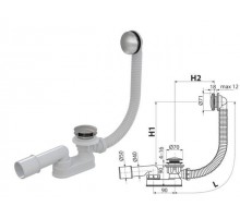 Сифон для ванны click/clack металл, Alcaplast