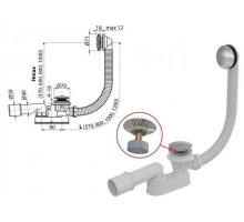 Сифон для ванны click/clack металл, Alcaplast
