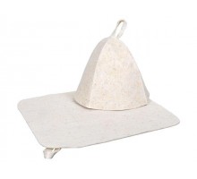 Набор для бани из 2-х предметов (шапка, коврик), белый, Hot Pot