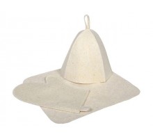 Набор для бани из 3-х предметов (шапка, коврик, рукавица), войлок, Hot Pot