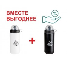 Бутылки для воды (фляги для велосипеда), 2 шт., 500 мл. белая и черная, ARIZONE (Комплект две бутылки (белая и черная))
