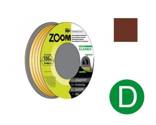 Уплотнитель "D" коричневый 9x7,5мм сдвоенный профиль (2х50м) ZOOM CLASSIC в Мозыре