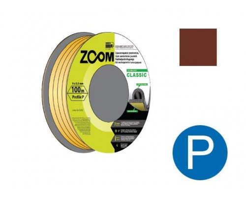 Уплотнитель "P" коричневый 9x5,5мм сдвоенный профиль (2х50м) ZOOM CLASSIC в Мозыре