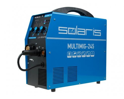 Полуавтомат сварочный Solaris MULTIMIG-245 (220В; MIG/FLUX/MMA/TIG; евроразъем; горелка 3 м; смена полярности; 2T/4T; рег-ка индуктивн.) в Мозыре
