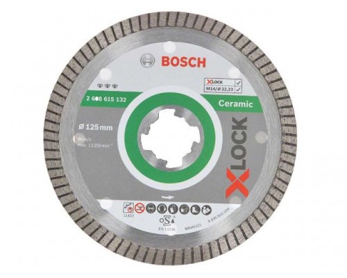 Алмазный круг 125х22 мм по керамике Turbo X-LOCK Best for Ceramic Extraclean BOSCH (сухая резка) в Мозыре