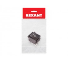 Выключатель клавишный 250V 15А (6с) ON-OFF-ON (RWB-508, SC-767) черный с нейтралью (инд.уп.) REXANT