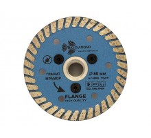 Алмазный диск 80мм М14 по керамике Turbo hot press (с фланцем под УШМ) (Trio-Diamond)