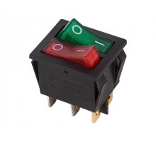 Выключатель клавишный 250V 15А (6с) ON-OFF красный/зеленый с подсветкой ДВОЙНОЙ (RWB-511) REXANT