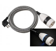 Удлинитель-шнур 3 м (1 роз., 3.3кВт, с/з, ПВС) Brennenstuhl Extension Сable (цвет черно-белый, с/з - с заземляющим контактом с подсветкой)