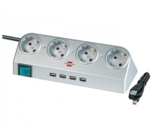 Удлинитель настол. 1,8м (4 роз., 4 USB порта) серебро Brennenstuhl (кабель H05VV-F 3G1,5)