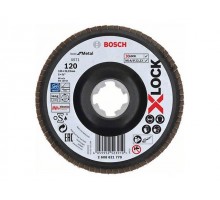 Круг лепестковый 125х22.2 мм G120 конический BEST FOR METAL X-LOCK BOSCH