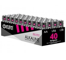 Батарейка 40шт (коробка) AA LR6 1,5V Alkaline LR6A-P40  ФАZА Alkaline Pack-40 (40 батареек в коробке (20 спаек по 2 шт))