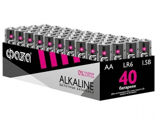 Батарейка 40шт (коробка) AA LR6 1,5V Alkaline LR6A-P40  ФАZА Alkaline Pack-40 (40 батареек в коробке (20 спаек по 2 шт)) в Мозыре