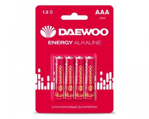Батарейка AAA LR03 1,5V alkaline BL-4шт DAEWOO ENERGY в Мозыре