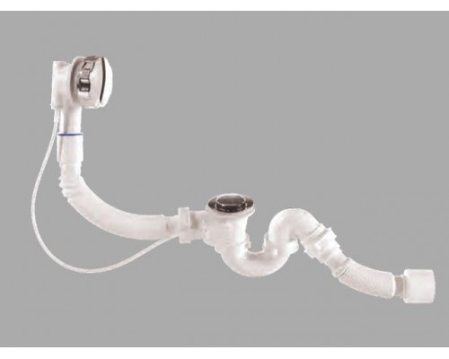 Сифон для ванны автомат U-образный с выпуском и переливом, с гибкой трубой 40х40/50, BAKIMAY в Мозыре