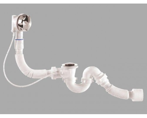 Сифон для ванны автомат U-образный с выпуском и переливом (Lt), с гибкой трубой 40х40/50, BAKIMAY в Мозыре