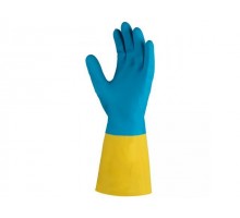 Перчатки К80 Щ50 неопреновые хозяйственно - промышленные, р-р 10/XL, желто-голубые, JetaSafety (Хозяйствен., промышл. из неопрена, плотные, прочные,L=