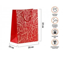 Пакет подарочный с ручками, 32х26х12 см., красный, серия Emma, PERFECTO LINEA