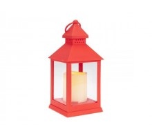 Декоративный фонарь со свечкой, 10,5х10,5х24 см, красный корпус, цвет свечения теплый белый (NEON-NIGHT)