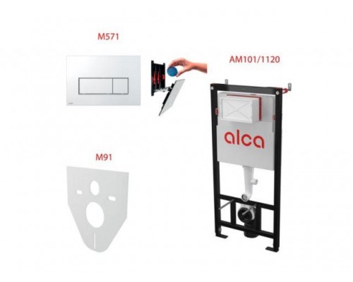 Инсталляционный сет 4 в 1 с кнопкой M571, Alca (Alcaplast) в Мозыре