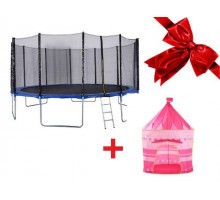 Батут с защитной сеткой и лестницей, 488х85 см + Домик- палатка игровая детская, Замок, ARIZONE