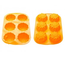 Форма для выпечки, силиконовая, прямоугольная на 6 кексов, 27.5 х 18 х 3 см, оранж., PERFECTO LINEA