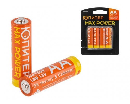 Батарейка AA LR6 1,5V alkaline 4шт. ЮПИТЕР MAX POWER в Мозыре
