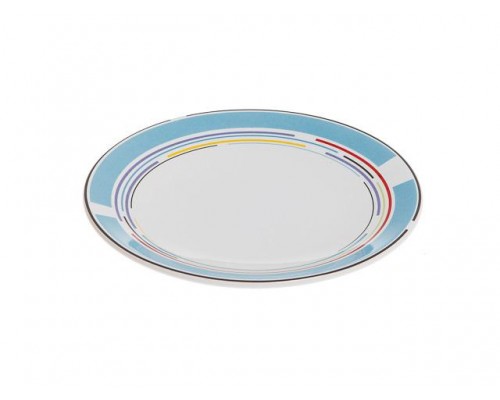 Тарелка десертная керамическая, 199 мм, круглая, серия Самсун, голубая полоска, PERFECTO LINEA (Супер цена!) в Мозыре