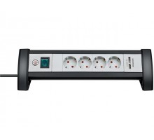 Удлинитель настол. 1.8м (4 роз., 2 USB порта, 3.3кВт, с/з, ПВС) Brennenstuhl Premium-Line (чер./свет.-серый, провод 3х1,5мм2, сила тока 16А, с/з - с з