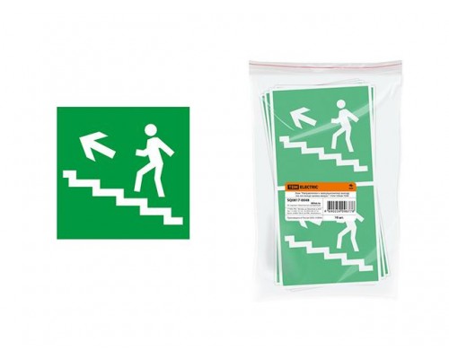 Знак "Направление к эвакуационному выходу (по лестнице налево вверх)" 150х150мм TDM в Мозыре