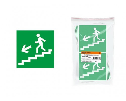 Знак "Направление к эвакуационному выходу (по лестнице налево вниз)" 150х150мм TDM в Мозыре