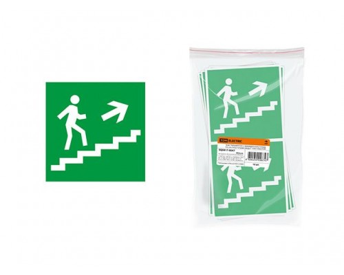 Знак "Направление к эвакуационному выходу (по лестнице направо вверх)" 150х150мм TDM в Мозыре