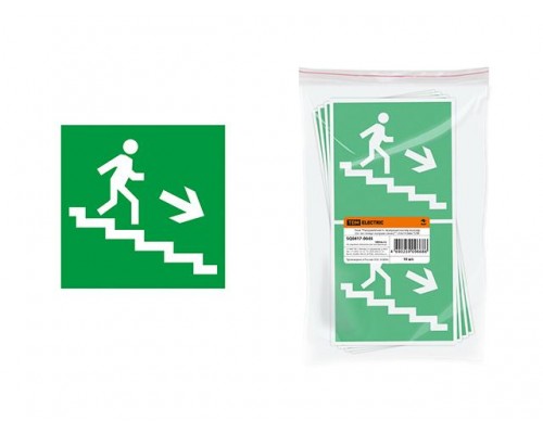 Знак "Направление к эвакуационному выходу (по лестнице направо вниз)" 150х150мм TDM в Мозыре