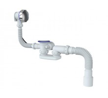 Сифон для ванны и глубокого поддона автомат с переливом и гибким соединением д.40х 40/50, Unicorn (Сифон 1 1/2