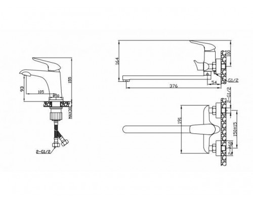 Смеситель для ванны (Lt)+ смеситель для умывальника (Lt) D35 AVVEN18-A364 AV Engineering (Акция, комплект для ванной комнаты) в Мозыре