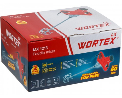 Миксер строительный WORTEX LX MX 1213 в кор. 1200 Вт, 2 скор., M14, рег.об. + насадка (1200 Вт, 2 скор., зажим резьба M14, насадка для смешивания 120 в Мозыре