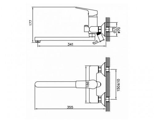 Смеситель для ванны (Lt) D35 AVHOB7-A163 AV Engineering (С длинным изливом) в Мозыре