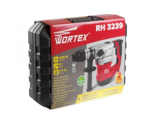Перфоратор WORTEX RH 3239 в чем. + (2 зубила, 3 сверла) (1600 Вт, 6.0 Дж, 3 режима + Vario-lock, патрон SDS-plus, вес 5.2 кг) в Мозыре
