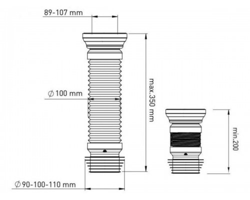 Удлинитель гибкий для унитаза 350 мм, BAKIMAY в Мозыре